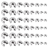 HOBBIESAY 120Pcs 4 Sizes Crimp Bead Covers Stainless Steel Crimp Beads Covers 3.5-7mm Half Round Open Crimp Beads Covers Silver 