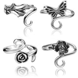 Namifin 4-Piece Crochet Tension Ring Set - Adjustable Aluminum Knitting & Crochet Notions - Nature-Inspired Modern Animal & Plan