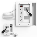 In Wall Cable Management Kit with Recessed Outlet Box, 4 Outlets, 9.8FT Cord, Hand Saw & Cable Ties, TV Cord Hider for Wall Moun