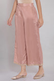 W Shantung Strechable Parallel Pants For Women | Shantung Parallel Pants For Women | Trousers For Women | W For Woman Dusty Pink Xs