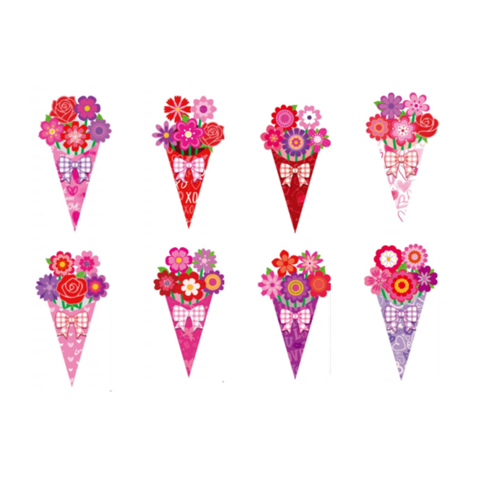 Motipuns 48 Set Valentines Day Flower Bouquet Craft Kit DIY Flower Paper Crafts Colorful Make Your Own Valentine Gifts for Teac