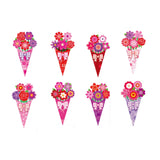 Motipuns 48 Set Valentines Day Flower Bouquet Craft Kit DIY Flower Paper Crafts Colorful Make Your Own Valentine Gifts for Teac