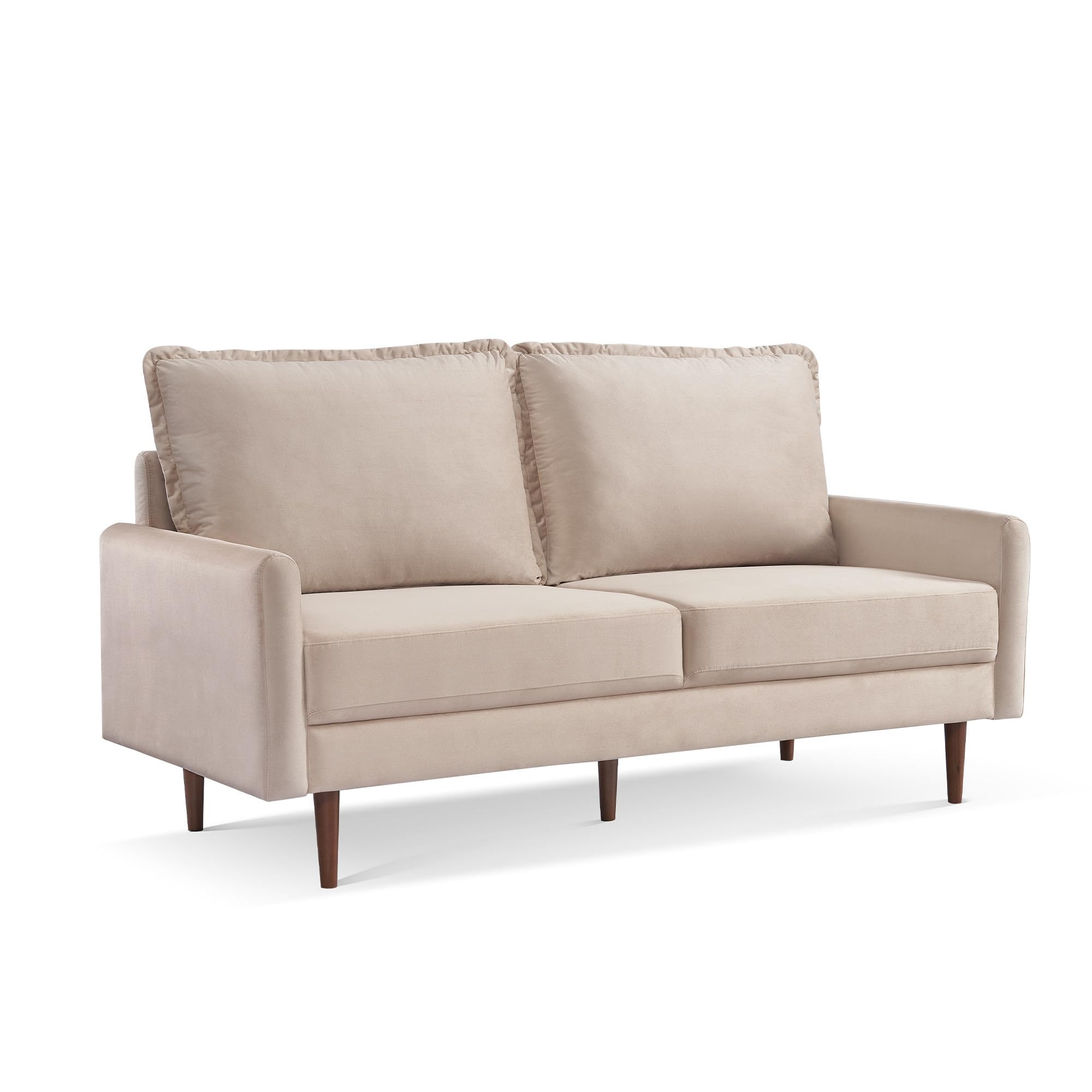 American Furniture Classics Beige 69 Inch Wide Upholstered Two Cushion Sofa With Cambered Arms Velvet, 69' X 32' X 39'