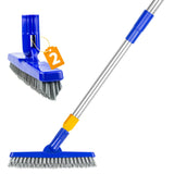 ITTAHO 2 Pack Grout Brush with Long Handle, 56.5 Swivel Grout Cleaning Brush,VShape Grout Scrub Brush, Extendable Handle Grou