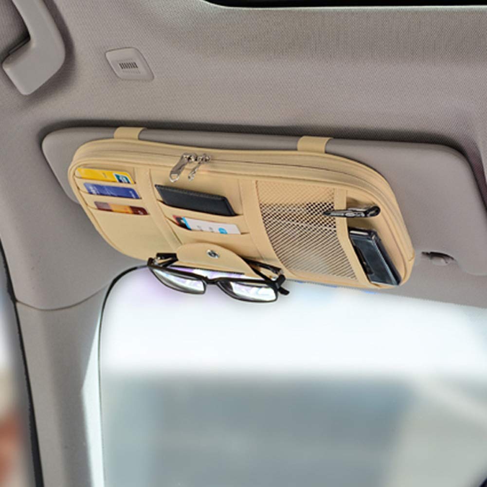 Kartisen Car Sun Visor Organizer, Auto Interior Accessories Pocket Organizer - Car Truck SUV Storage Pouch Holder, with Multi-Po