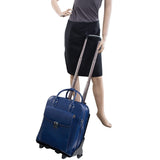 Mcklein La Grange W Series Laptop Rolling Briefcase, Navy Genuine Leather (96497)