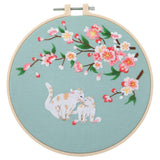 Loom Tree Cross Stitch Kit Diy Floral Flower Sewing Embroidery With Hoop Two Cats