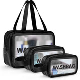 Pujara Makeup Travel Pouch, Cosmetic Bag, Travel Kit Pouch For Toiletries, Brushes And Cosmetics Set Of 3 Washbag Pouch (Bla