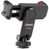 Phone Tripod Mount Holder for iPhone - ULANZI ST-06S Camera Hot 2 Cold Shoe Phone Mount Compatible for iPhone Android Sony Canon