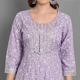 Lookmark Women'S Kurta Set In Light Purple Color And Cotton Blend Fabric With Pant And Dupatta (Az-Lm-Og-Ks2154-S)