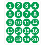 HESUKIPA Number Stickers 2 Inch Round Circle Labels 120 Green Colour Number Sticker, Waterproof Vinyl PVC Stickers for Labels