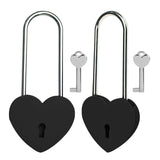 Gradleen 2PCS Black 3.5 Inches Single Heart Lock with Key,50mm Love Padlock Metal Love Lock for Lovelock Bridge,Jewelry Box,Diar