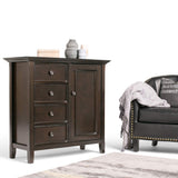 Simplihome Amherst Solid Wood 37 Inch Wide Transitional Medium Storage Cabinet In Hickory Brown For The Living Room, Entryway An
