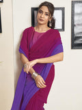 Satrani Women'S Georgette Dual Tone Ready To Wear Saree With Unstitched Blouse Piece (18Rs152Na_Dark Pink & Violet6)
