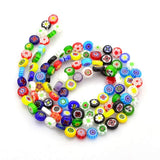 DanLingJewelry Approx 225Pcs 8mm Handmade Millefiori Glass Beads Flat Round Flower Glass Beads Millefiori Loose Spacer Beads for