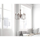 Elegant Lighting Living District Flynx 6 Lights Pendant In Weathered Oak