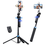 UBeesize 70 Auto Face Tracking Tripod 360 Rotation with Stand, Phone Tripod with Fill Light, Selfie Stick & Phone Stand for Re