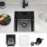Bar Sink, Undermount Black Small Bar Sinks, Swift Horse 13x15 Inch 16Gauge Black Undermount Small Kitchen Bar Sinks