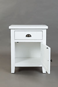 Jofran Artisan'S Craft Farmhouse Distressed 20 End Table Nightstand With Storage Cabinet, Weathered White