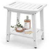 BEKVEM Shower Bench for Inside Shower - White HDPE Shower Stool Waterproof - Spa Bathroom Seat Chair with Handle, Storage Shelf,
