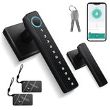 MINIA Modern Black Biometric Door Lock with Fingerprint, Anti-Peeping Password, Passcode Unlock, Fob Unlock for Home