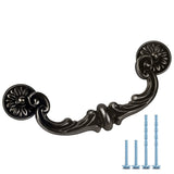 MuDuJia 6-Pack 6 Hole Center Large Drop-Down Bail Dresser Pull Handle Bail Drawer Pull Swing Drawer Pulls Rustic Vintage Style A
