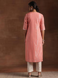 Libas Women'S Cotton Straight Kurta (29197_Peach Peach Xl
