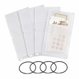 Dwpetzo Clear Zipper Pocket for Travelers Notebook, 4 Insert Personal Size Pouch Refill with 4 Elastic Bands for TN Accessories 