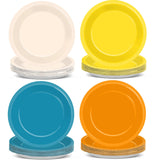 48Pcs Here Comes The Son Party Paper Plates for Retro Blue Orange Mustard Yellow Table Supplies 7 First Trip Around The Sun Boh