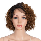 Style Icon 10 Human Hair Afro Wigs Short Curly Wigs for Black Women Lace Front Side Part Wigs Ombre Blonde Wig (10 Inch, TT1B/30