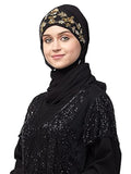 Nazneen Girls Polyester Scarf Hijab World Hand Embroidered Halime Sultan Ready To Wear Hijab,Black, Female