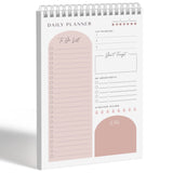Daily Planner To Do List Notepad 60 Undated Pages,Coral,Twinring Spiral Bindling 6x9 Inch Desktop Daily Planning Notepad with P