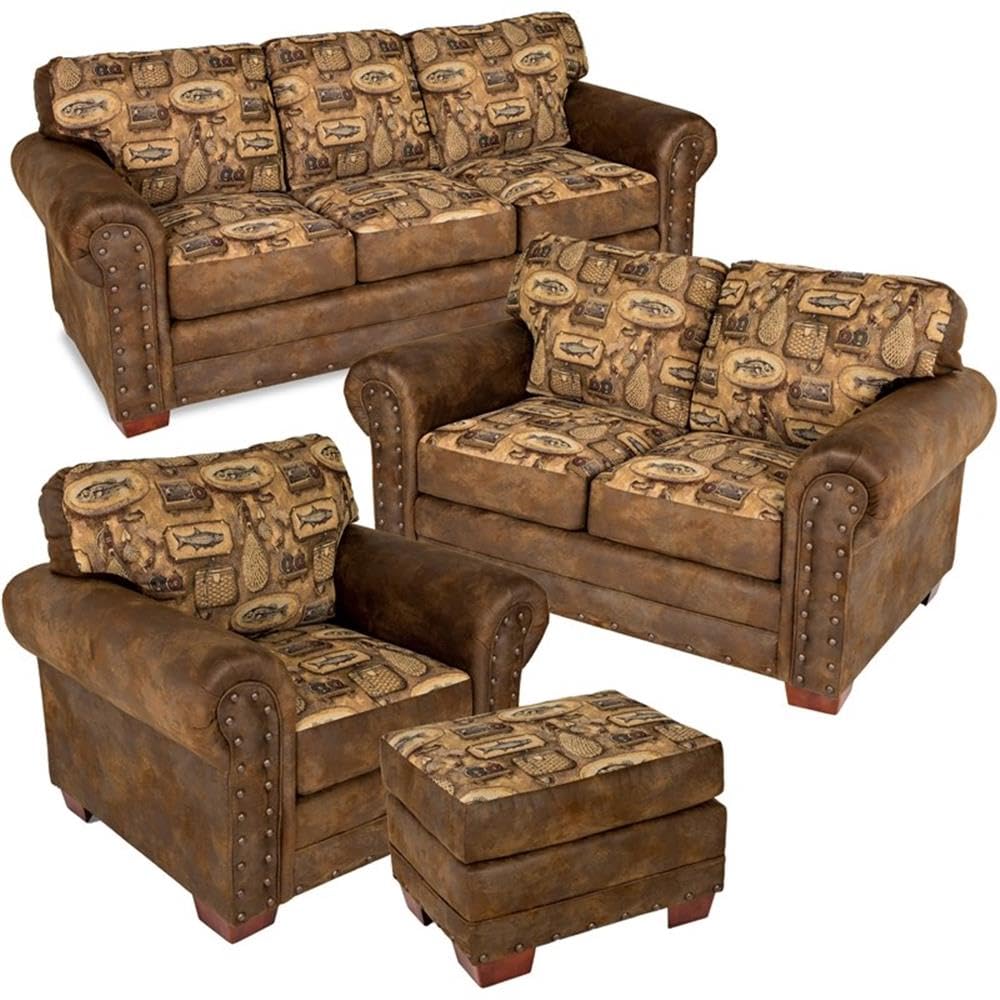 American Furniture Classics Model River Bend 4-Piece Upholstery Set, Brown