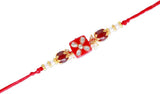 Shalinindia Premium Designer Red Kundan Stone Rakhi For Brother Rakhi Thread, Rakhi Bracelet, Traditional Raksha Bandhan Gift F,Nylon,Multicolor