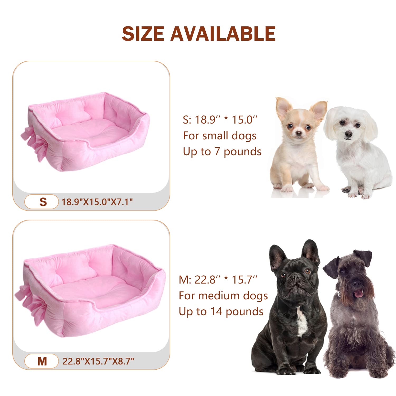 pawstrip Cute Princess Dog Bed Pink Puppy Bed for Small Dogs Breathable Cat Couch Bowknot Pet Cushion Comfortable Kitten Nest Gi