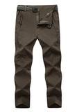 TBMPOY Men's Lightweight Hiking Pants with Belt 5 Zip Pockets Waterproof Quick-Dry Travel Fishing Work Outdoor Pants Thin Brown 