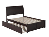 AFI Portland Full Size Platform Bed with Footboard & Full Trundle in Espresso