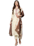 Gosriki Women'S Cotton Blend Embroidered Straight Kurta With Pant & Dupatta (Gunbir Cream-Gs_L_Cream_Large),Cream,,B0CGTVPFW6