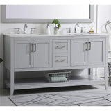Elegant Decor Aubrey 60 Double Quartz Top Bathroom Vanity In Gray