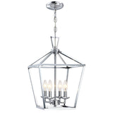 Untrammelife 4-Light Lantern Pendant Light Chrome Modern Hanging Pendant Light Fixtures with Adjustable Chain Metal Cage Dimmabl