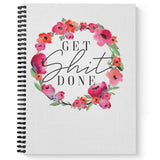 Softcover Get It Done 8.5 X 11 Motivational Spiral Notebook/Journal, 120 Checklist Pages, Durable Gloss Laminated Cover, Black