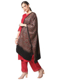 Dupatta Bazaar WomenS Black Hand Block Print Mushru Stole
