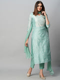 Gosriki Women'S Cotton Blend Straight Printed Kurta With Pant & Dupatta (Sawre Pista-Gs_S_Pista_Small),Pista,,B0CGD6V433