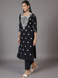 Libas Women'S Viscose Rayon Embroidered Straight Kurta (37140R_Black Black L