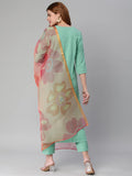 Gosriki Women'S Cotton Blend Solid Straight Kurta With Pant & With Dupatta (Chora Wp_Pista_Xl-Gs_Pista_X-Large),Pista,,B0BR7KV347
