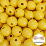 150Pcs Yellow Wooden Beads with Large Hole, Round Loose Beads Natural Spacer Beading Supplies for Farmhouse Beaded Garland Neckl