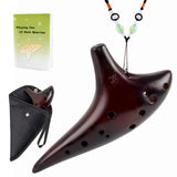 AKLOT Ocarina 12 Holes Alto C Smokey Straw Fired Ceramic Ocarinas with Protective Bag Starter Song Booklet for Kid Adult Beginne