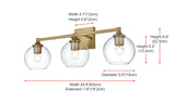 Living District Foster 3-Light Iron & Glass Bath Sconce In Chrome/Clear