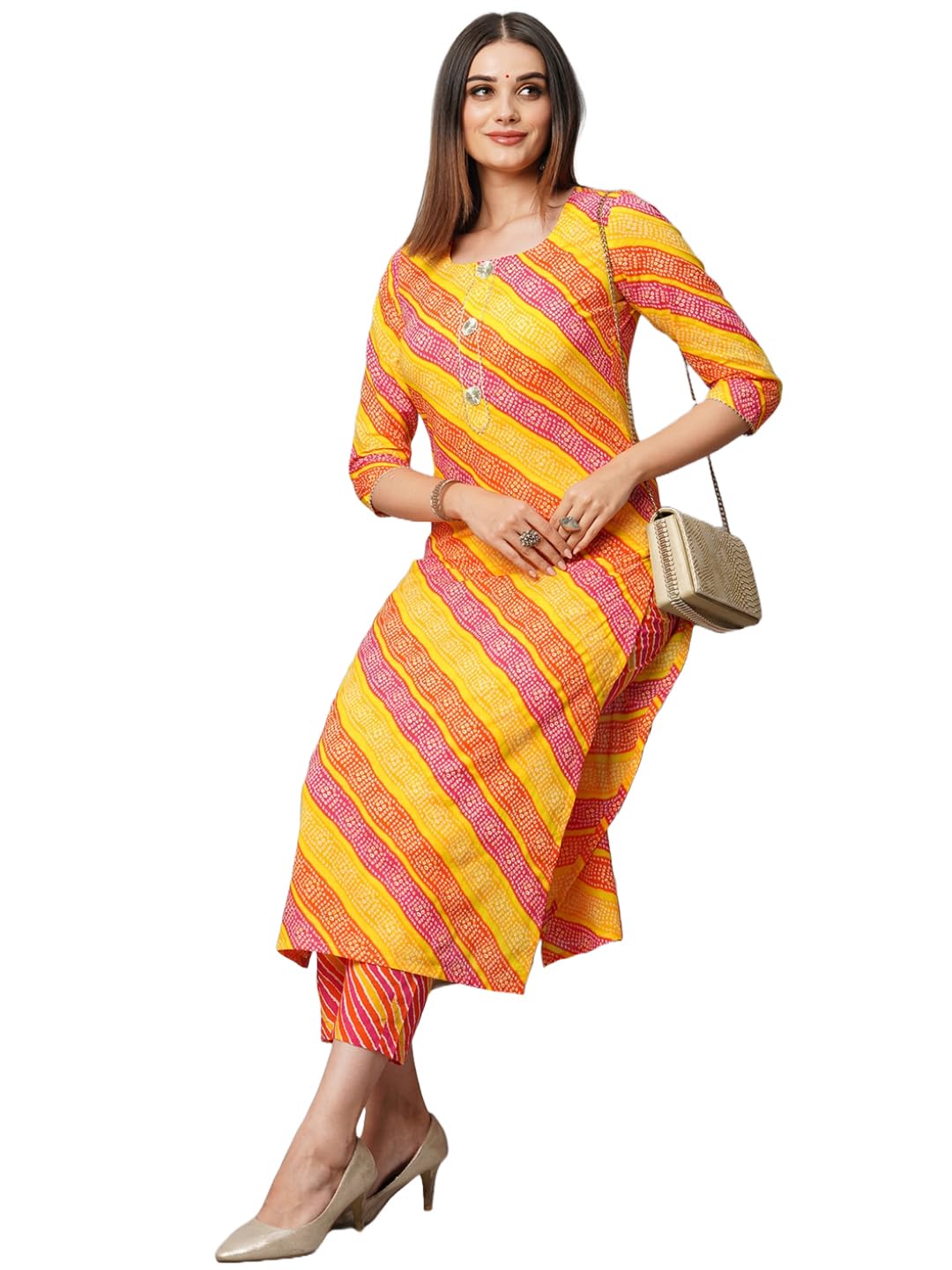 Gosriki Women'S Cotton Blend Straight Printed Kurta With Pant Set (Sumali Red-Nw-Gs_S_Red_Small),Red,,B0CGD5RGF6