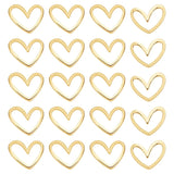 BENECREAT 20pcs Real 18K Gold Plated Linking Rings Brass Heart Jewelry Connectors Open Bezels for Bracelets Necklace DIY Making,